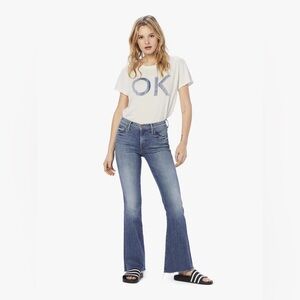 MOTHER weekender fray jeans, hop on, hop off wash, size 30